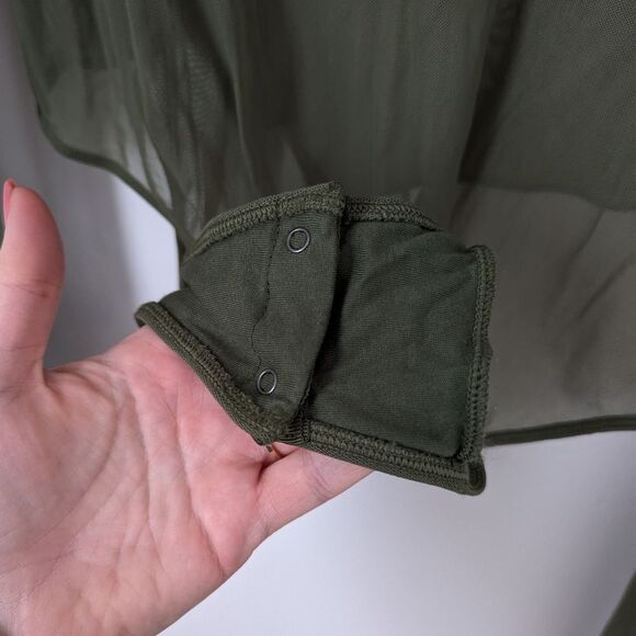 IVY PARK x Adidas army green mesh Trail Light sheer patch bodysuit - Picture 7 of 9